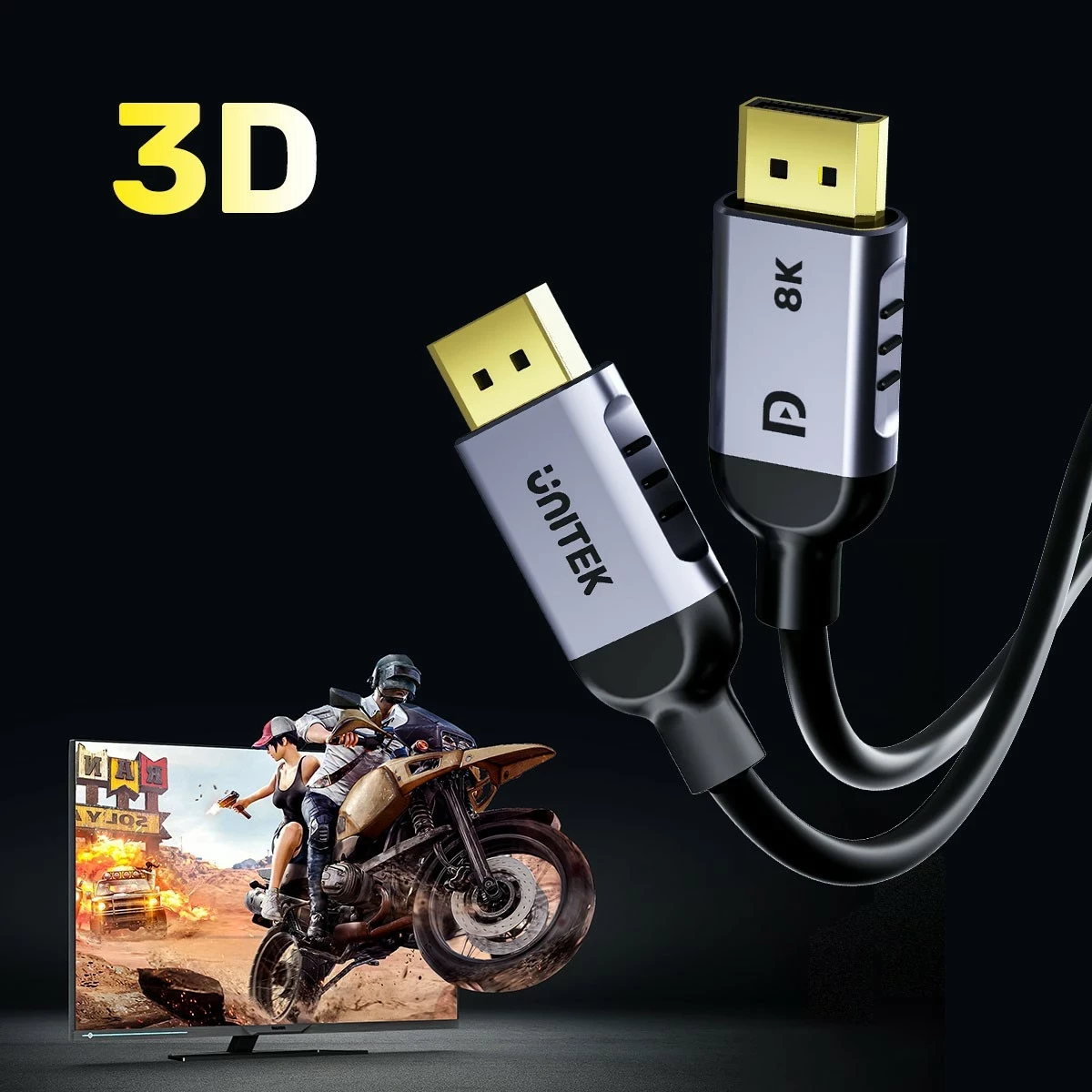 Kabel DisplayPort Unitek 1.4 8K 60Hz, 4K 240Hz, 1,5 m, črn