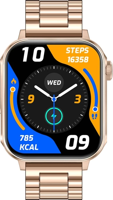 Pametna ura 1.83" HD, Bluetooth klici, 100+ športov, IP67, jeklena zapestnica, zlata Colmi P80
