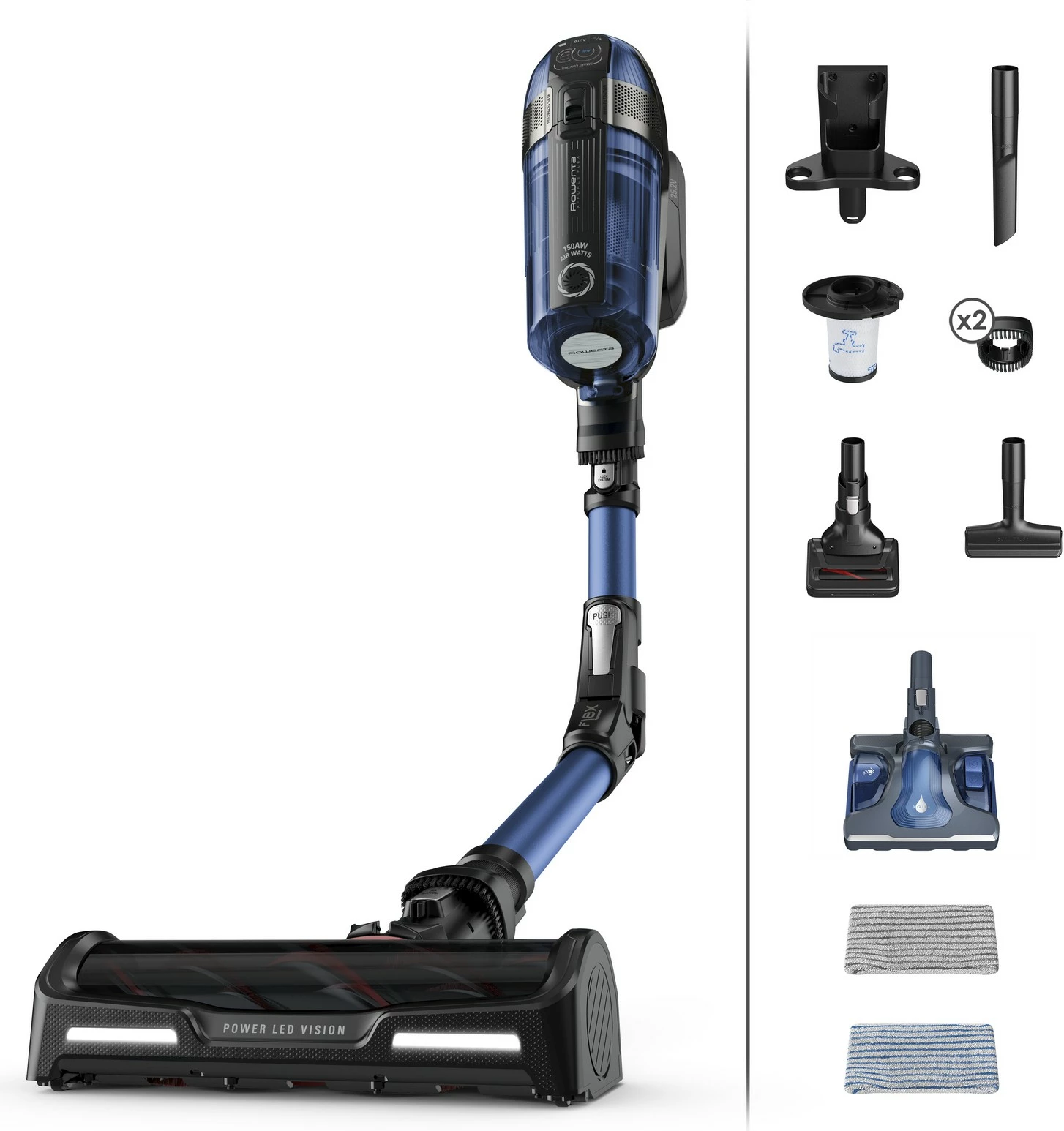 Brezžični sesalnik Rowenta X-Force Flex 12.60 Aqua RH98C0WO, modro/črn