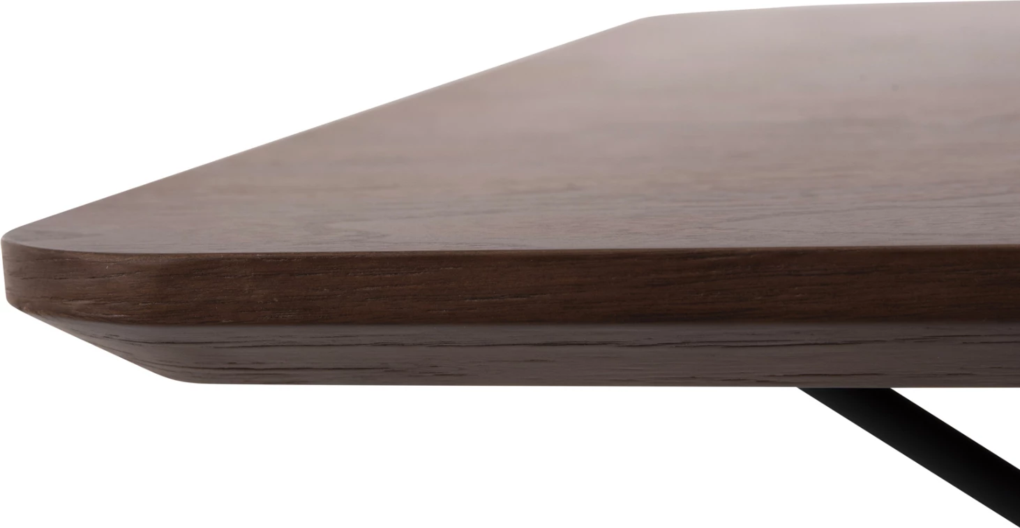 Kvadratna jedilna miza TRENK FH9614.02 MDF z hrastovim furnirjem v barvi oreha in črnimi kovinskimi nogami 120x120x75Hcm