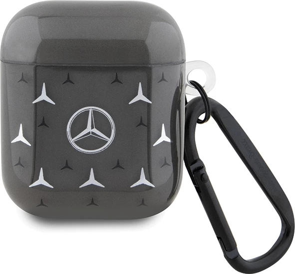 Ovitek za AirPods 1/2, velik vzorec zvezd, črn, Mercedes MEA28DPMGS