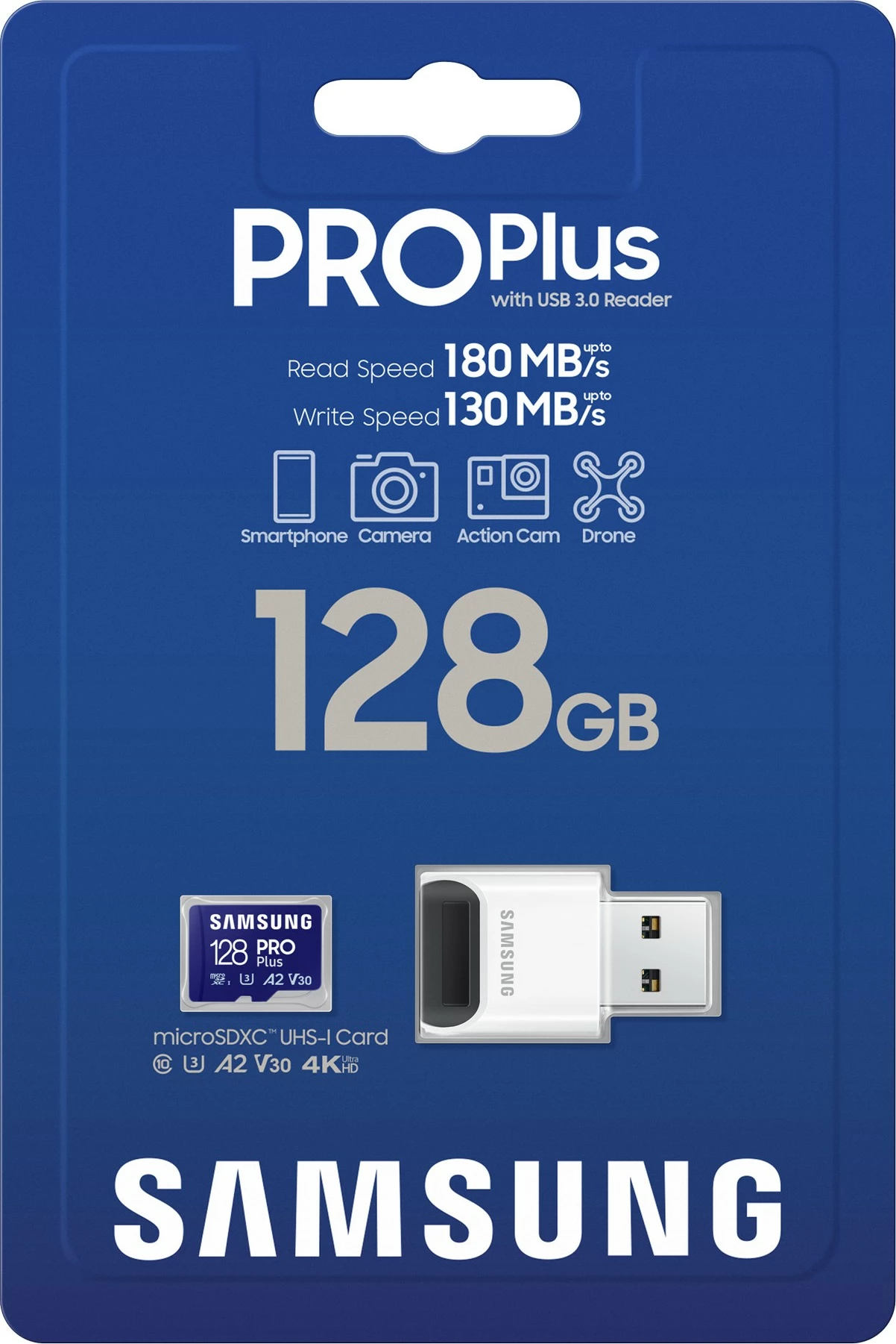 MicroSDXC kartica 128 GB, Class 10, UHS-I, modra — Samsung MB-MD128S