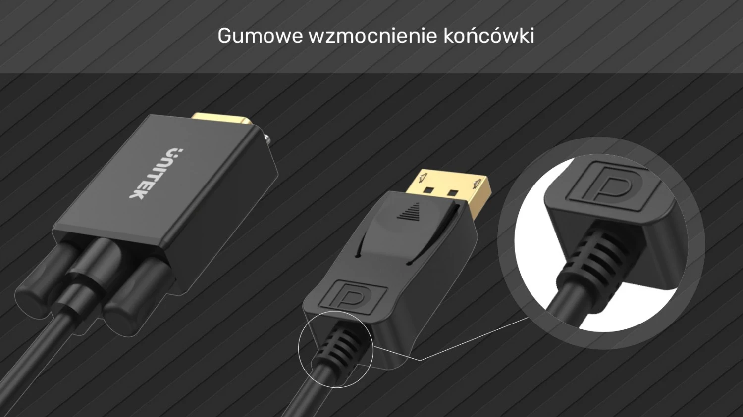 Adapter DisplayPort na VGA, 1,8 m, črn - Unitek