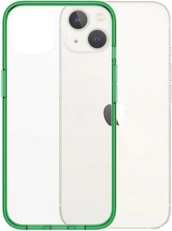 Zaščitni ovitek ClearCase, PanzerGlass za iPhone 13/14/15, prozoren z zelenim robom, antibakterijski, Military Grade