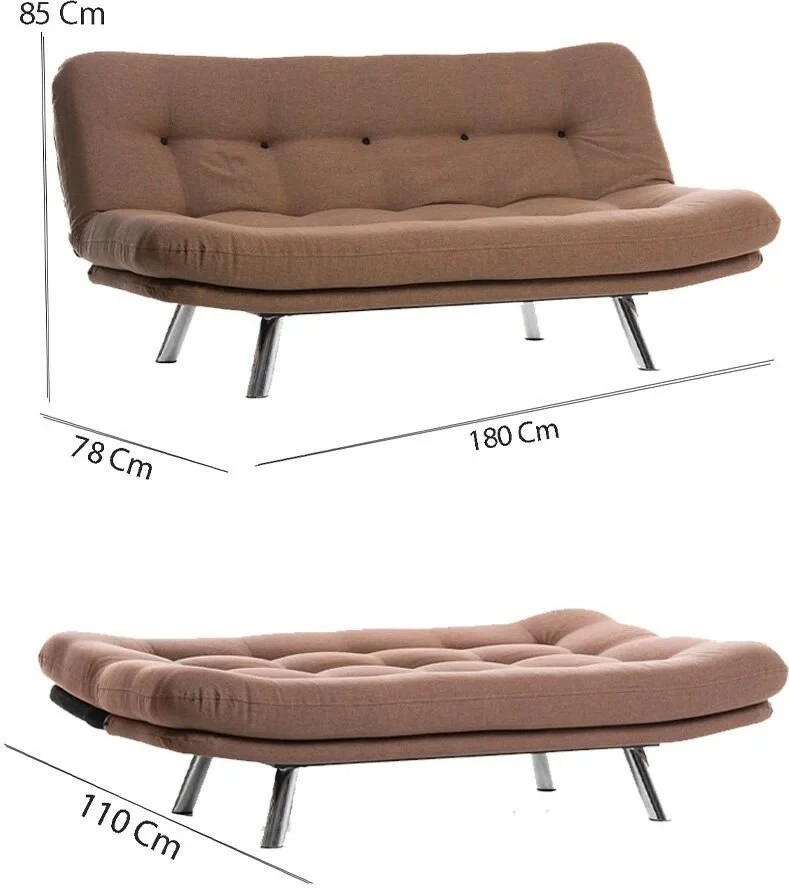 3-sedežna sedežna postelja, Atelier del Sofa Misa Small, svetlo rjava