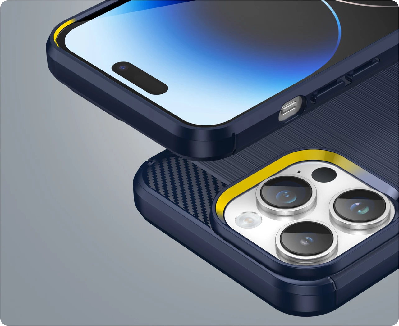 Zaščitna ovitek Hurtel Carbon za iPhone 14 Pro, TPU, modra