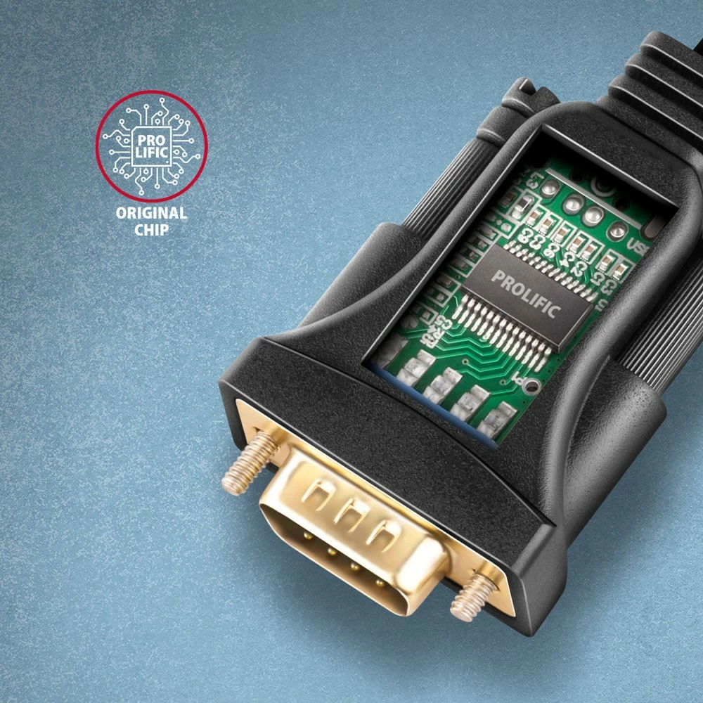 Adapter USB na RS-232, 1,5 m, čip Prolific, črn - AXAGON ADS-1PSN
