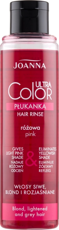 Izpiralo za lase za posvetljene ali sive lase, pastelno rožnato — Joanna Ultra Color System Pink, 150 ml