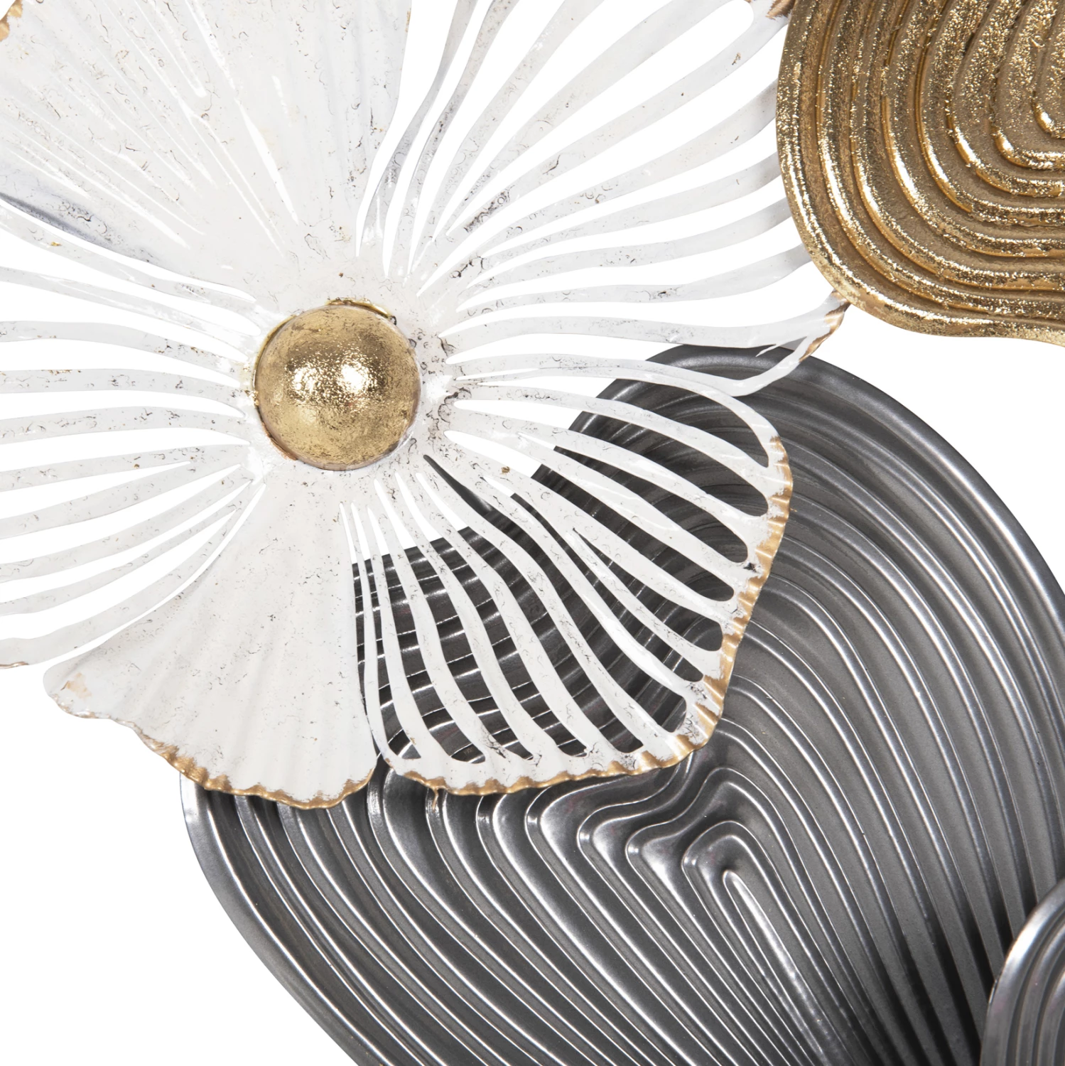 Stenska dekoracija FH4214 kovinska v beli-sivi-zlati 51x7,5x120 cm