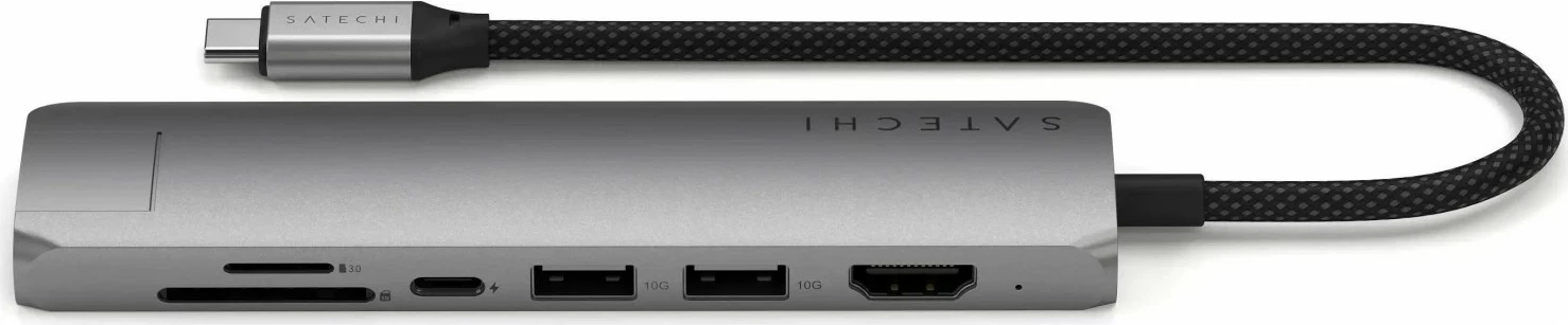 Adapter za razširitev povezav Satechi ST-P7S, 7v1, USB-C, HDMI 4K, Ethernet, siva