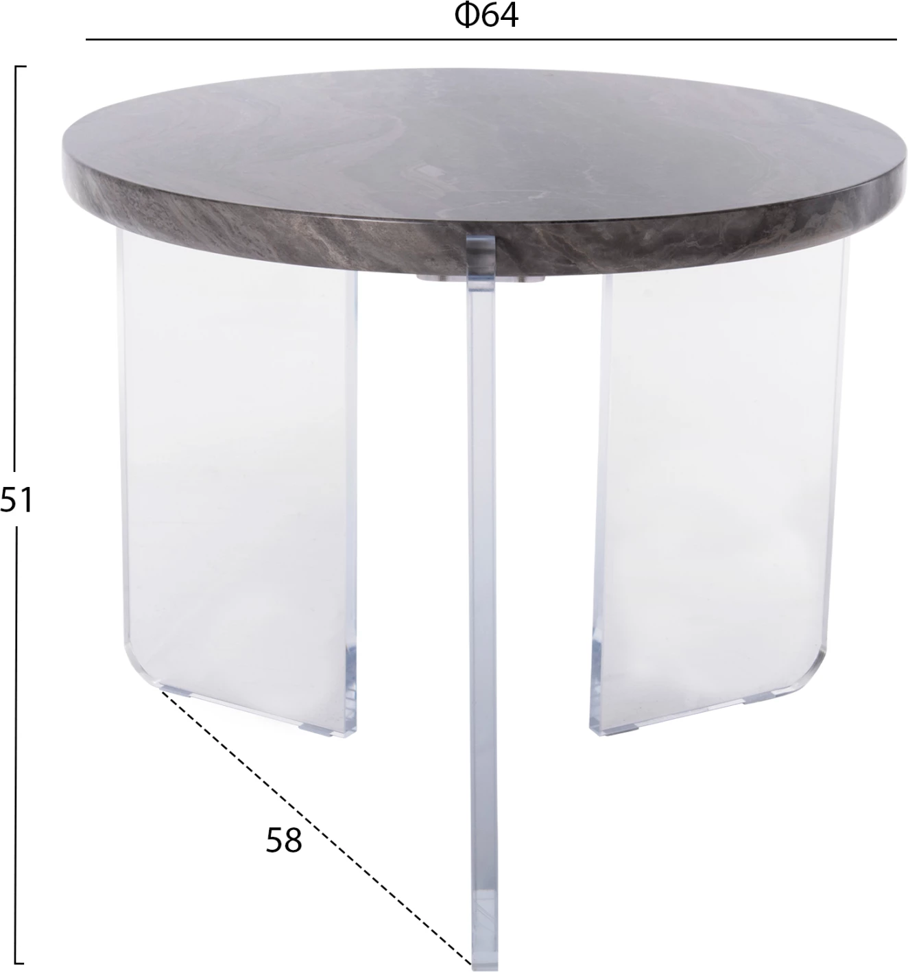 Klubska miza ACRYCON FH9780.01 MDF z vodoodporno površino - akrilne noge Φ64x51Hcm