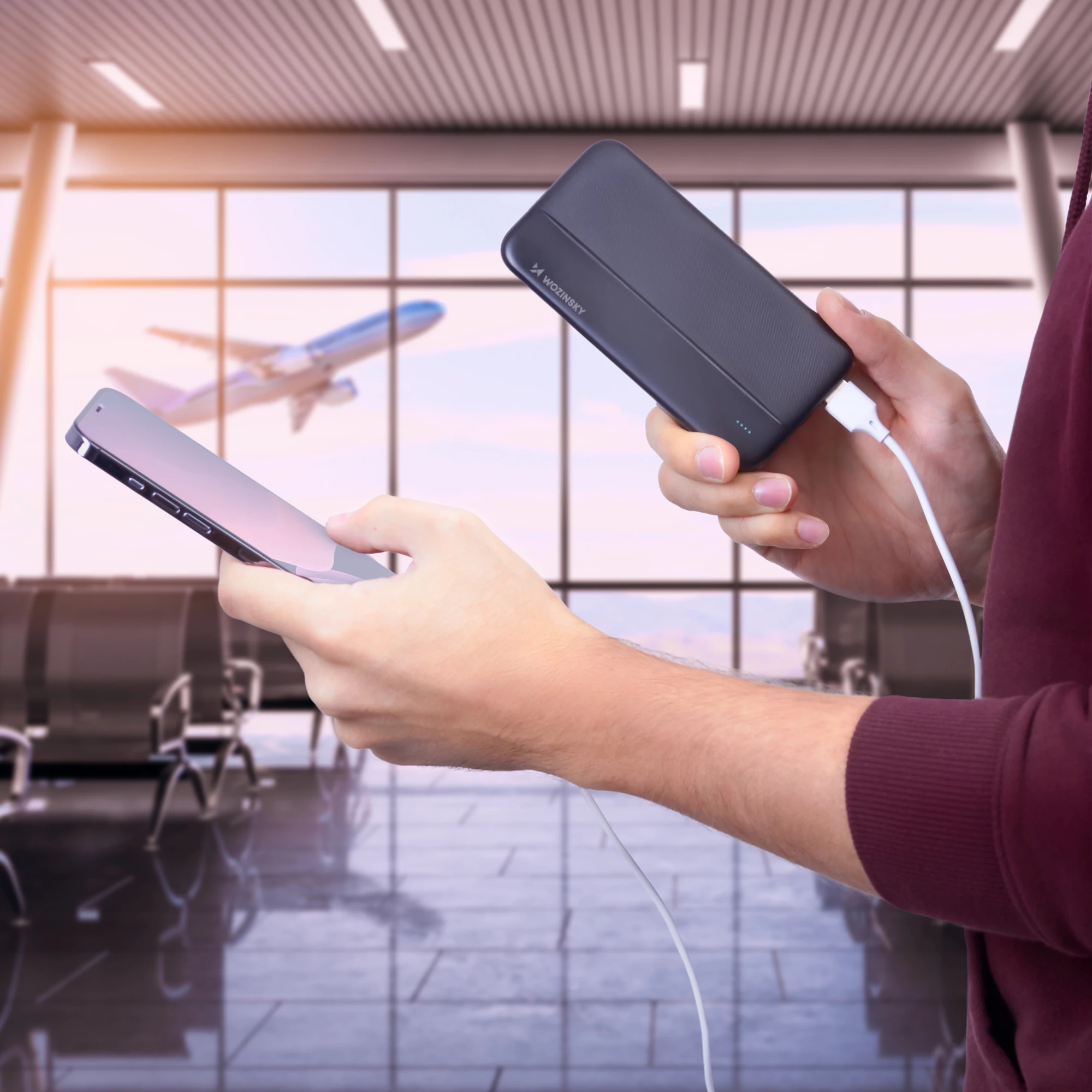 Powerbank 10000 mAh, 2x USB, črn Wozinsky WPBBK1