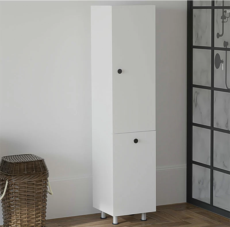 Kopalniška stolpna omara Gingo, melamin, bela, 33x35x159 cm