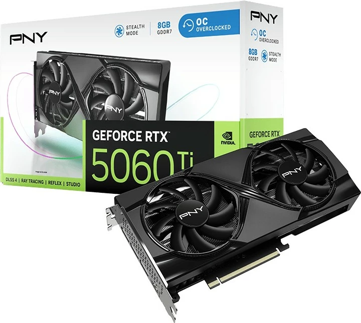 Grafična kartica GeForce RTX 5060 Ti OC PNY, 8 GB GDDR7, črna
