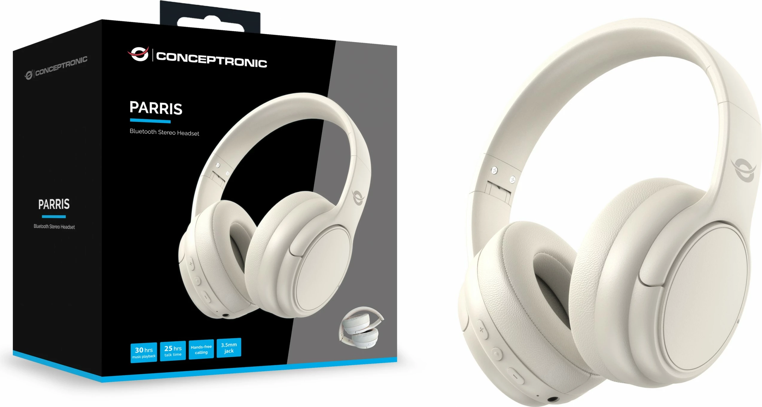 Brezžične slušalke Conceptronic BT 5.4, 30 ur, bele