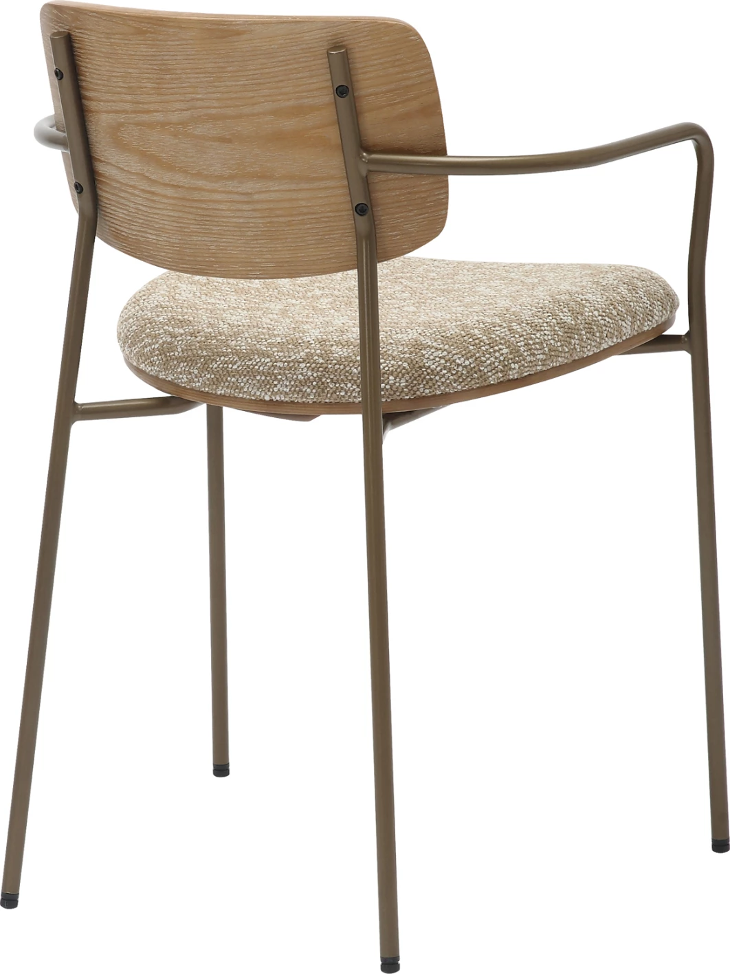 Jedilni stol VIKKI FH9980.01 kovinski v barvi starinskega bakra-bela prana vezana plošča-bež tkanina 54x54x75,5H cm, set 2 kosov