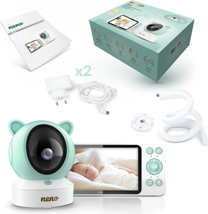 Monitor za dojenčke z vrtljivo kamero, 5" zaslon, bel NENO IVO