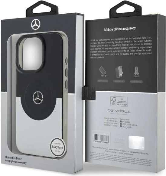 Ovitek Double Layer BiColor MagSafe za iPhone 16 Pro, srebrn, Mercedes