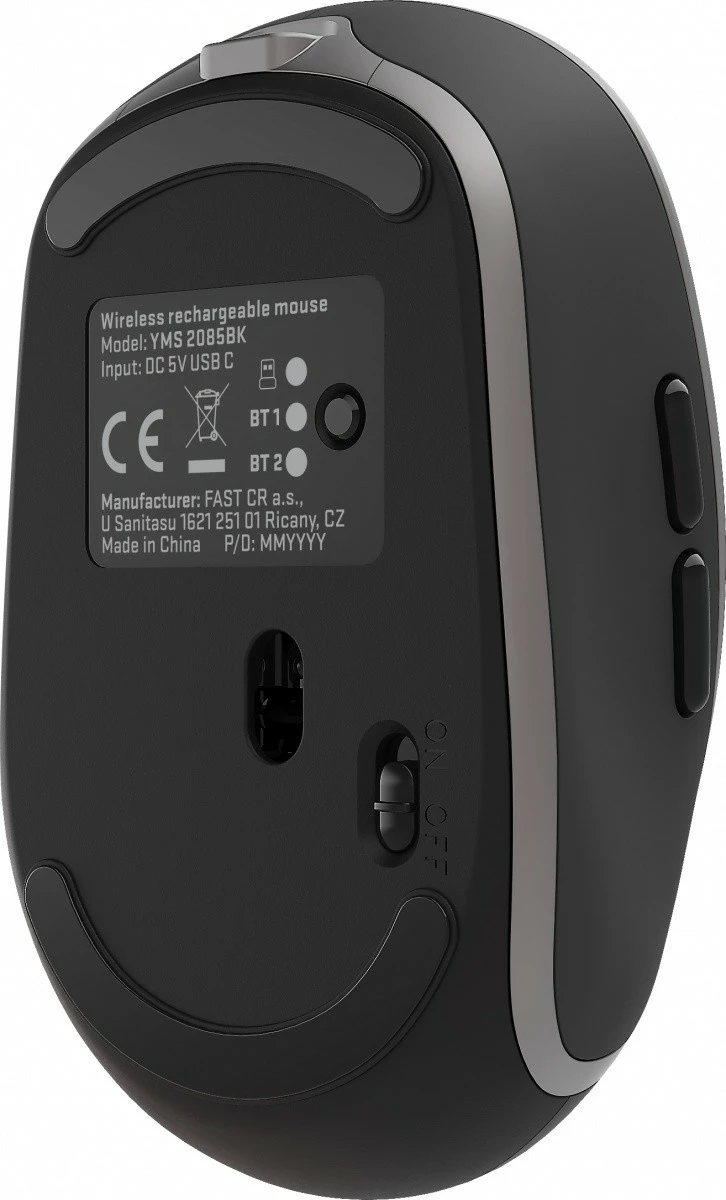 Brezžična miška YENKEE NOBLE YMS 2085BK, 5 gumbov, 2400 DPI, črna/siva