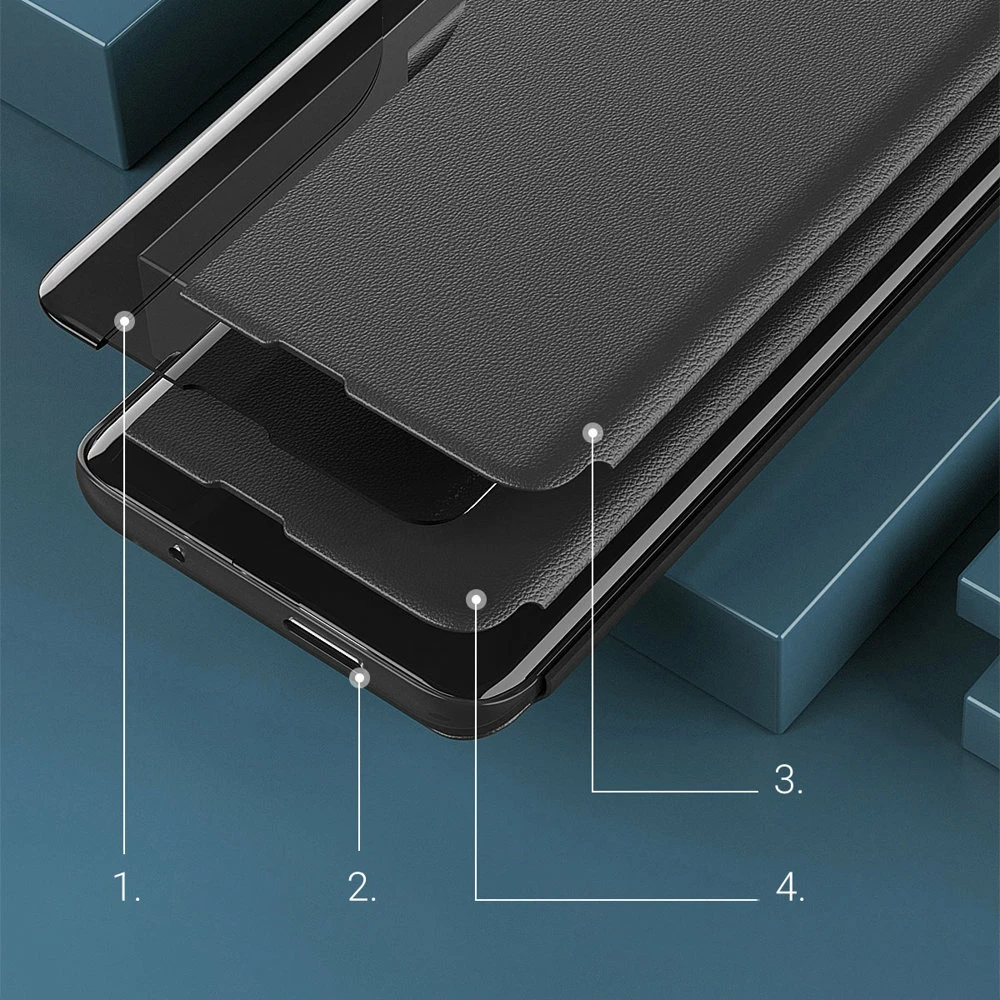 Ovitek Eco Leather View Hurtel za Xiaomi Redmi Note 11 Pro+ 5G / 11 Pro 5G / Mi 11i HyperCharge / Poco X4 NFC 5G, črn