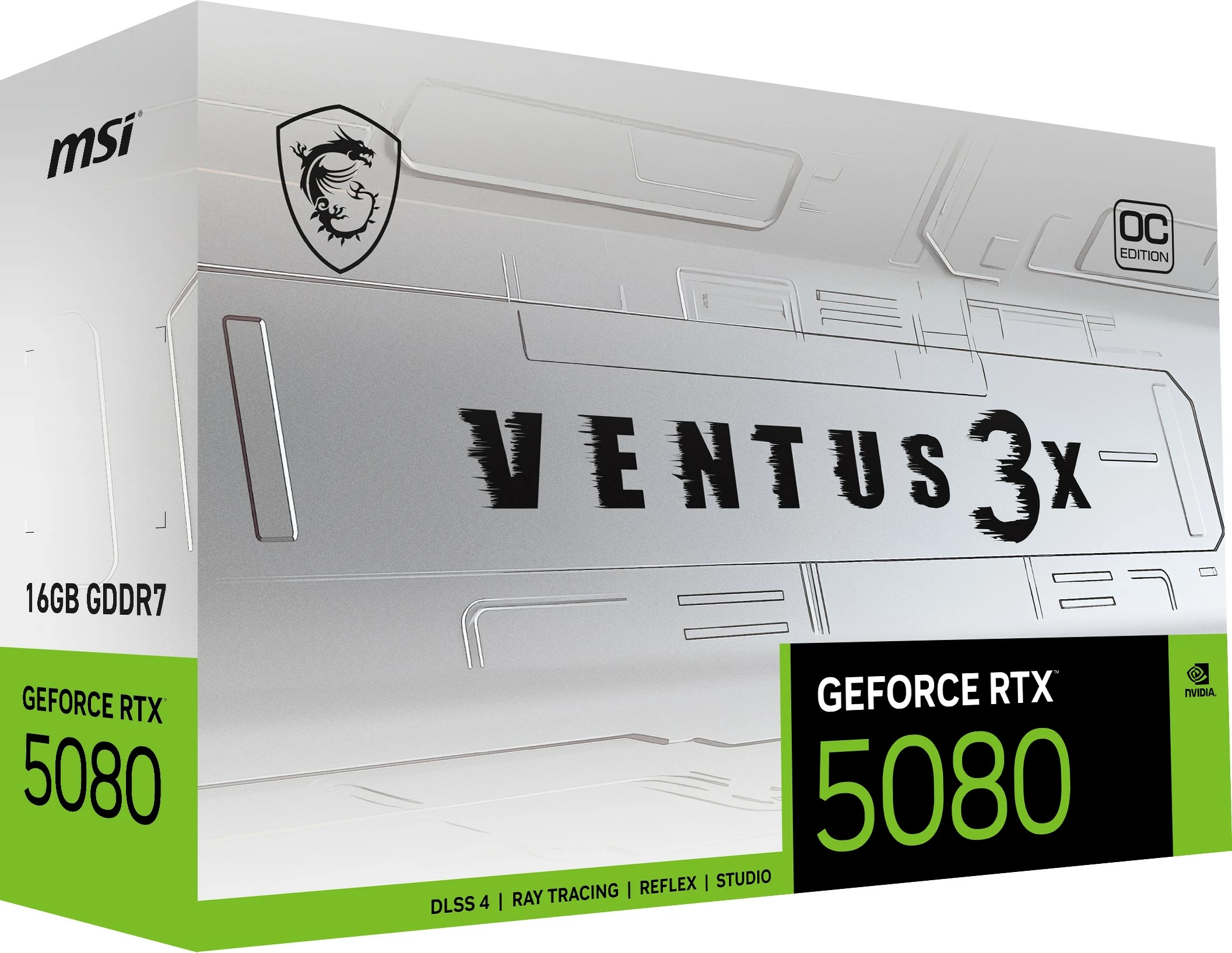 Grafična kartica Ventus 3X OC MSI RTX 5080, 16GB GDDR7, bela