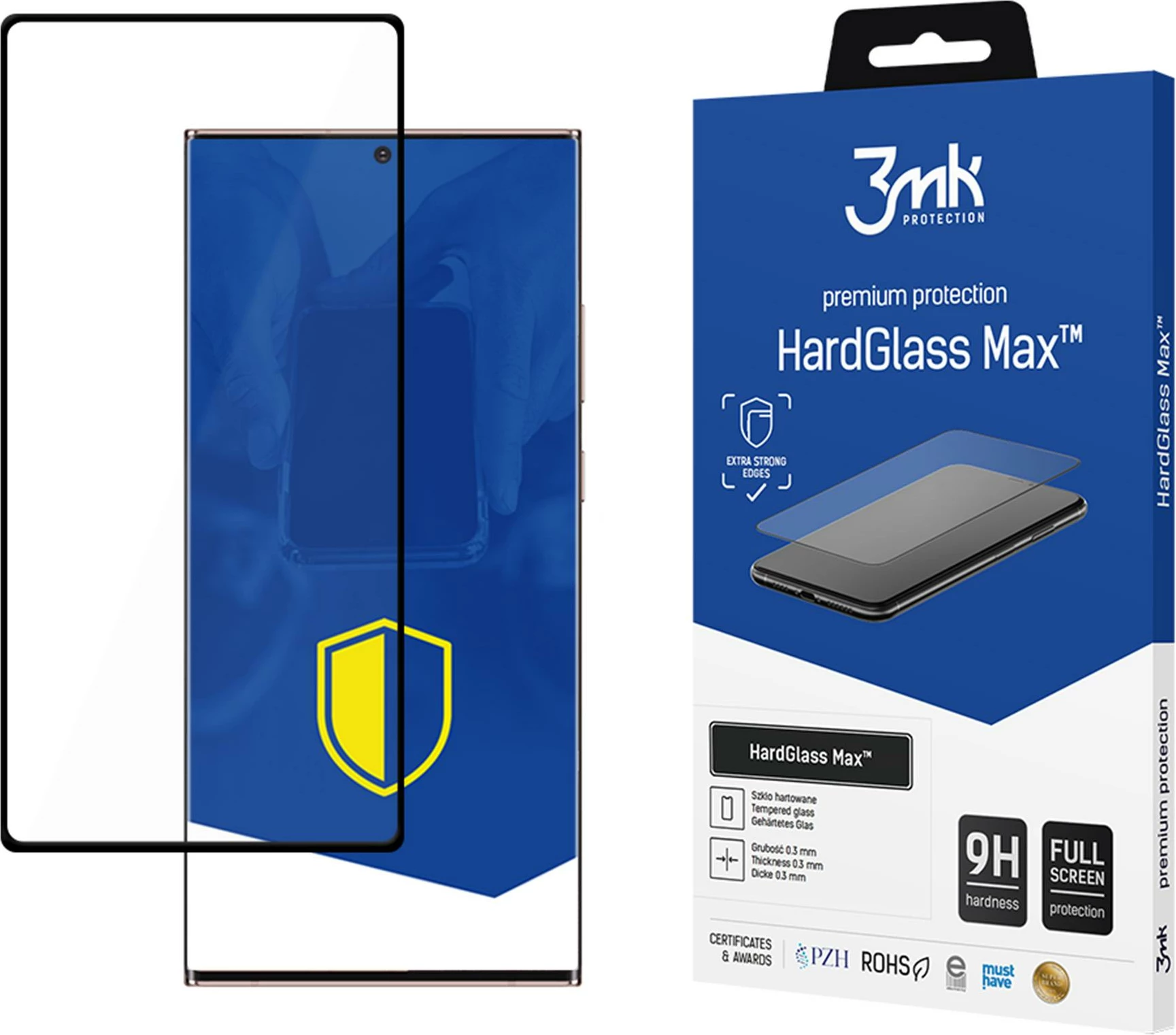 Kaljeno steklo 3mk HardGlass Max za Samsung Galaxy Note 20 Ultra 5G, celoten zaslon