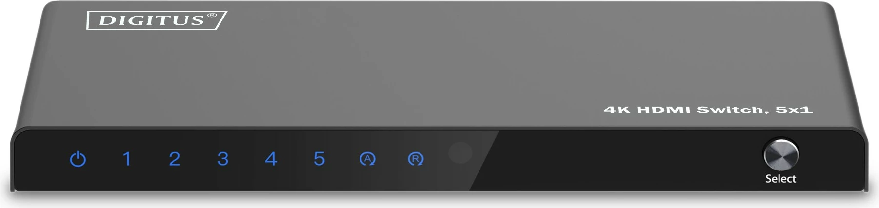 HDMI stikalo Digitus 4K, 5 v 1, HDMI, Micro‑USB, kovinsko, črno