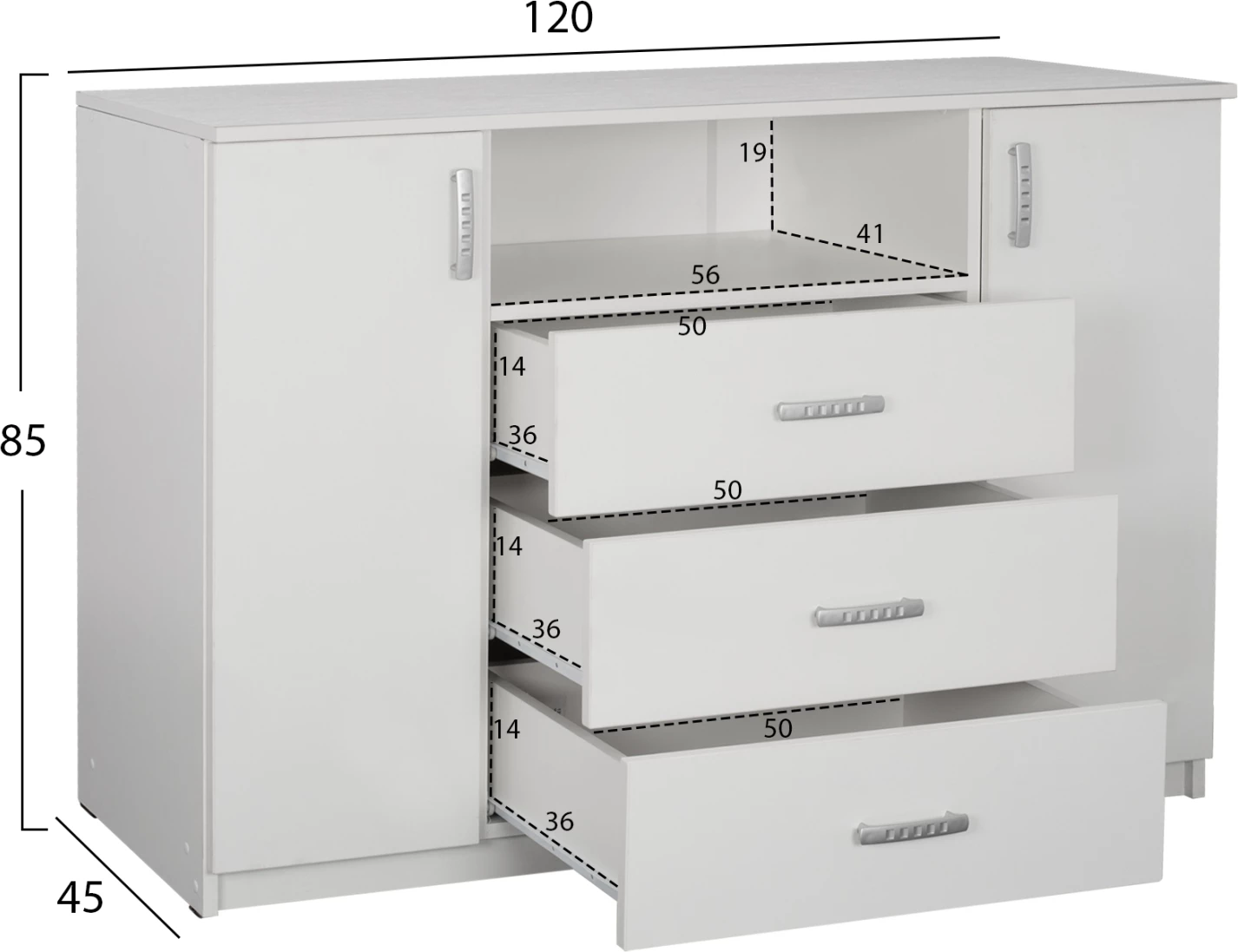 Bife z 2 omaricama in 3 predali ADLER bel FH2430.03 120x45x85 cm