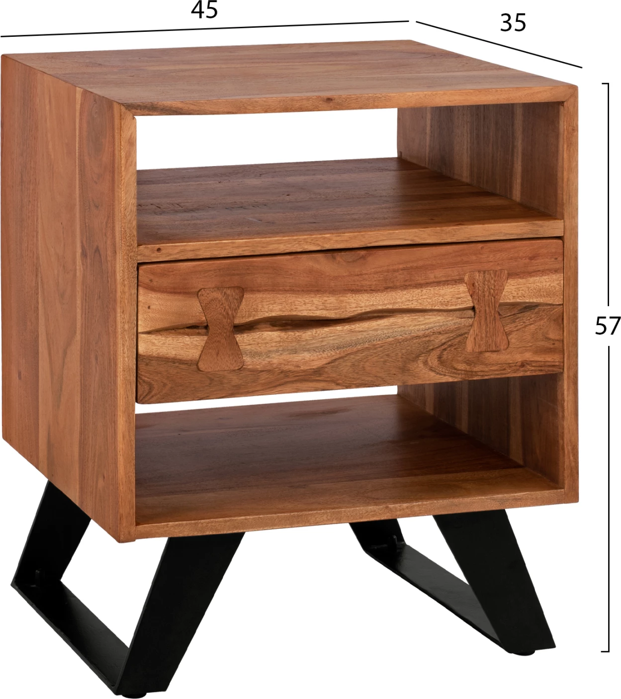 Nočna omarica iz masivnega akacijevega lesa, Fansi FH8473.11