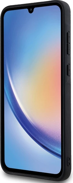 Ovitek za telefon s fiksnimi bleščicami in kovinskim znakom z ikoničnim logotipom Karl Lagerfeld za Samsung Galaxy A35, črn