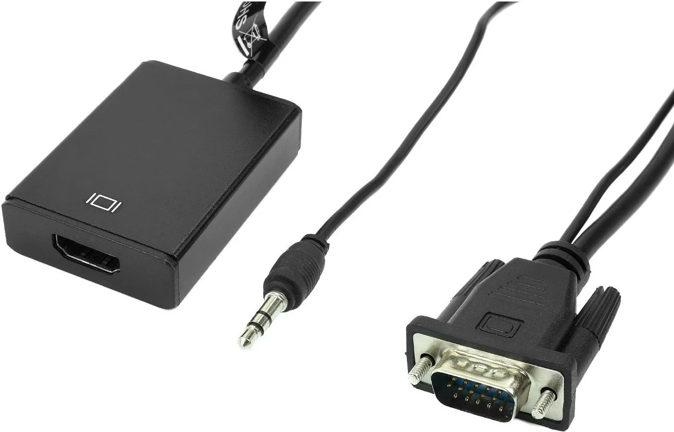 Adapter VGA + minijack v HDMI, 0,2 m, črn - Accura