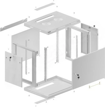 Stenski omrežni kabinet 9U, 600x450 mm, siv - Lanberg WF01-6409-00S