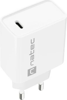 Stenski polnilnik, Natec Ribera, 1x USB-C, 20W, bel
