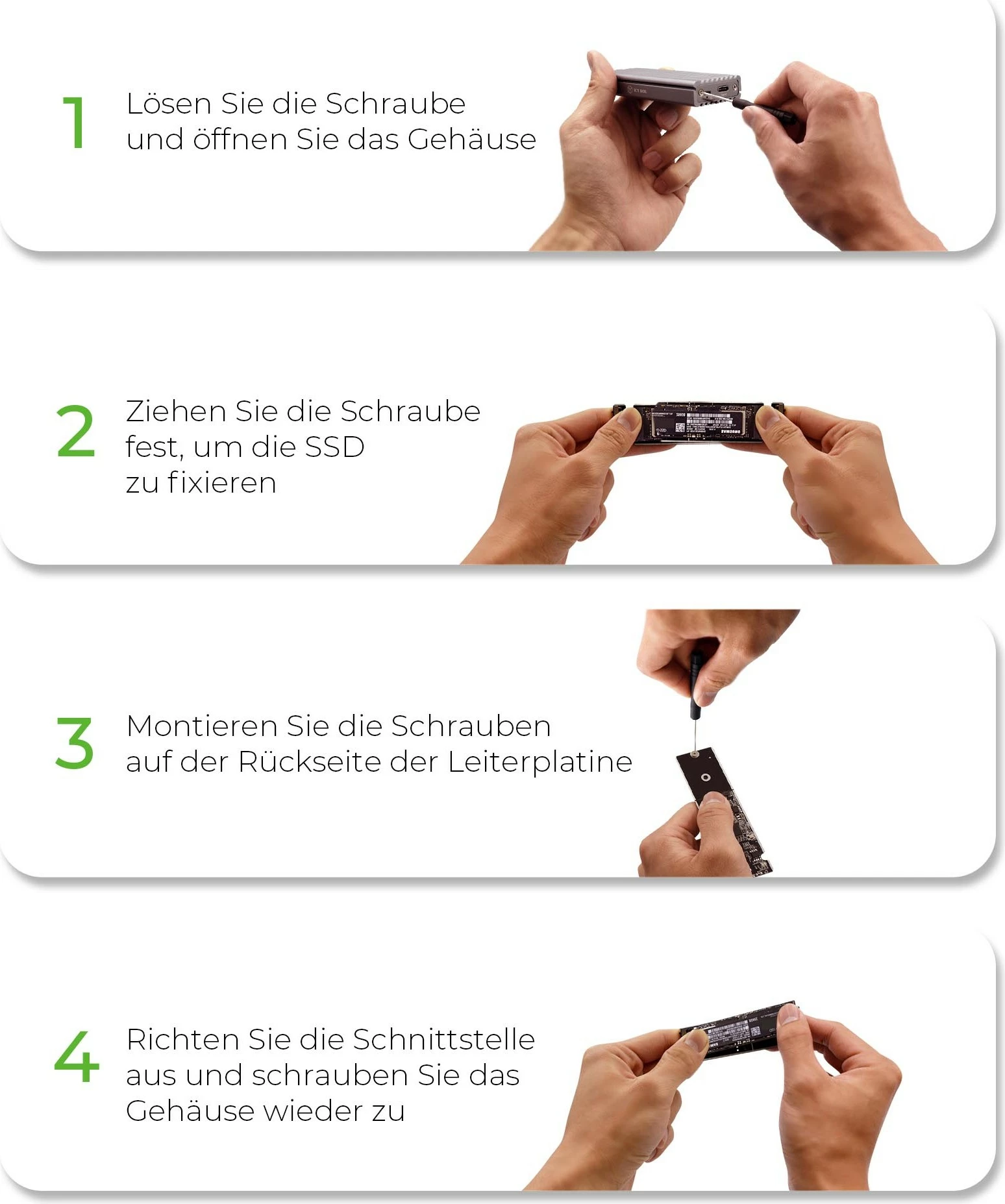 Zunanja M.2 ohišje za SSD, ICY BOX IB-1817M-C31, M.2, PCIe 3.0, 10 Gbit/s, USB, siva