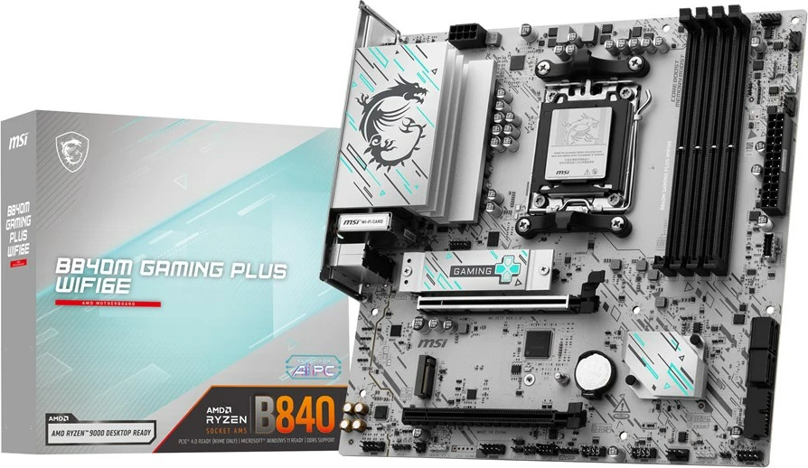 Matična plošča MSI B840M GAMING PLUS WIFI6E, Socket AM5, micro ATX, bela