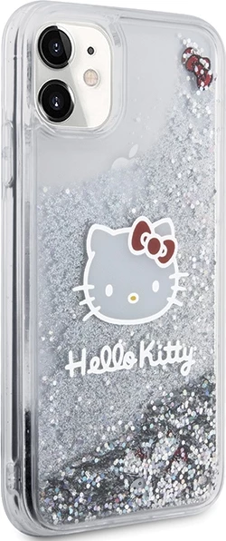 Ovitek za telefon s tekočimi bleščicami Kitty Head, Hello Kitty, za iPhone 11/XR, srebrn