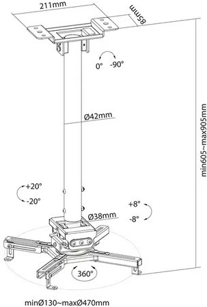 Stropni nosilec za projektor Neomounts CL25-540BL1, črn