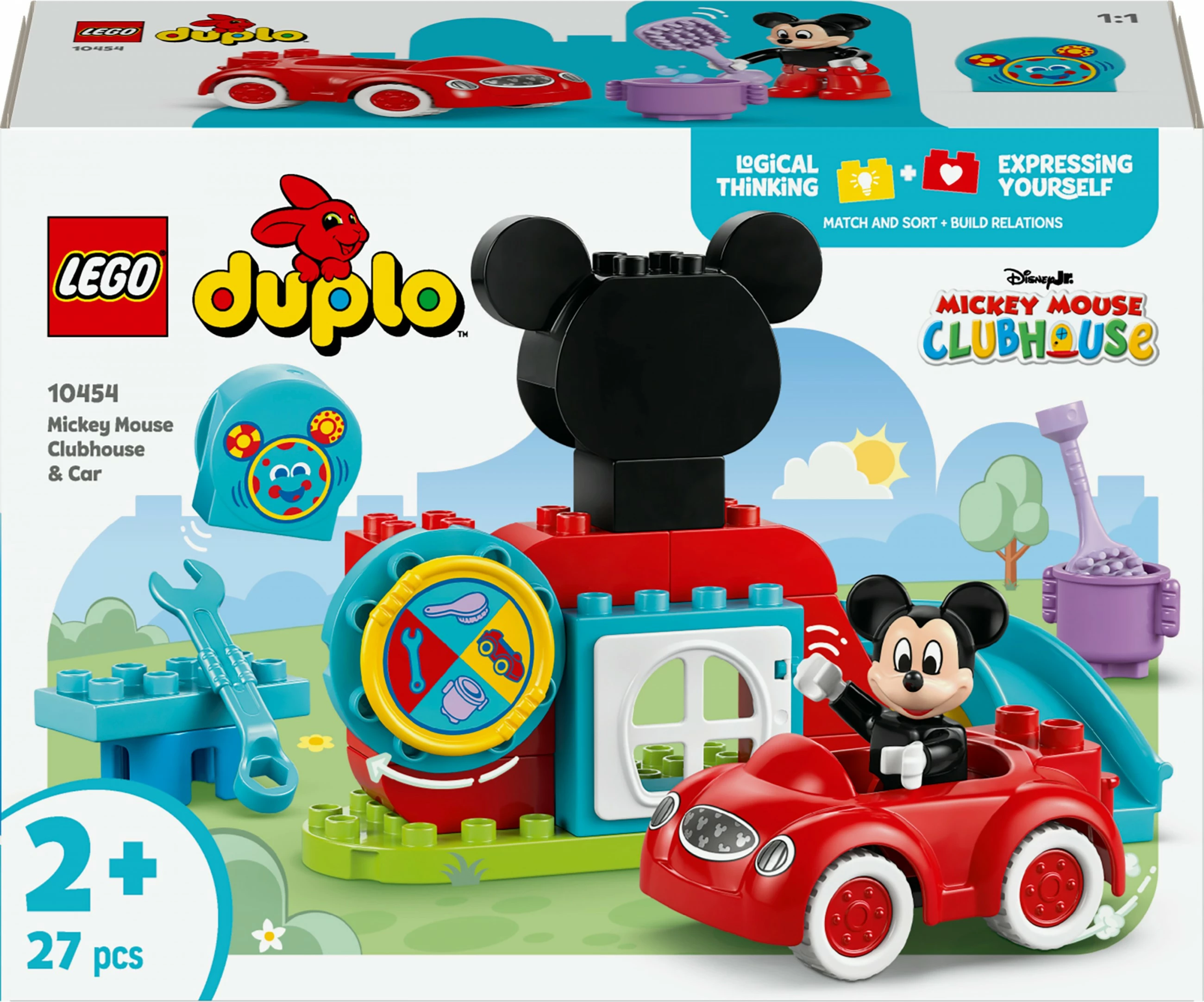 Igralni set Disney Mickey Mouse Clubhouse in avto, LEGO DUPLO, 27 kosov, večbarven