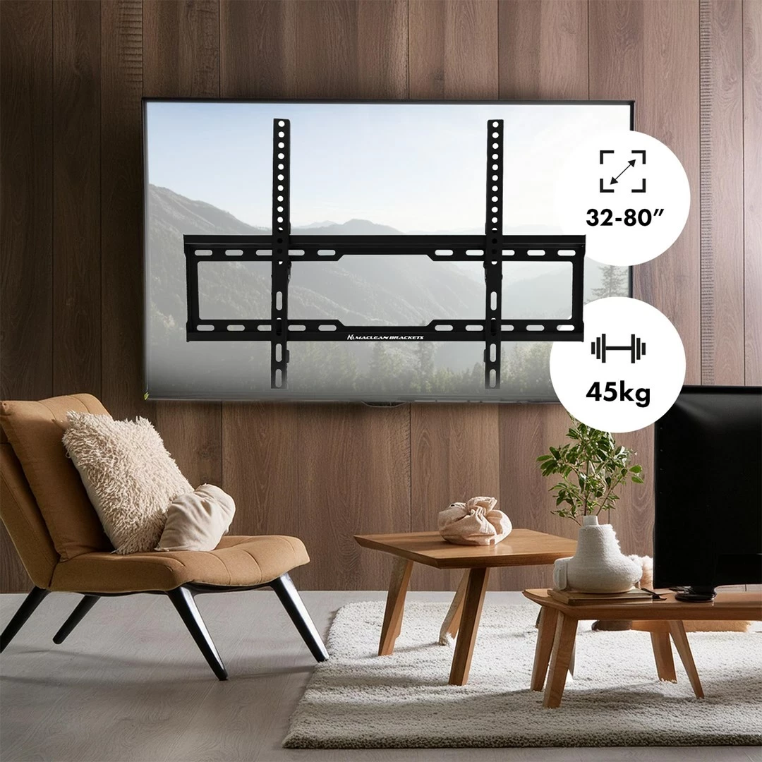 Stenska držala za TV Maclean MC-413, 32"-80", bela