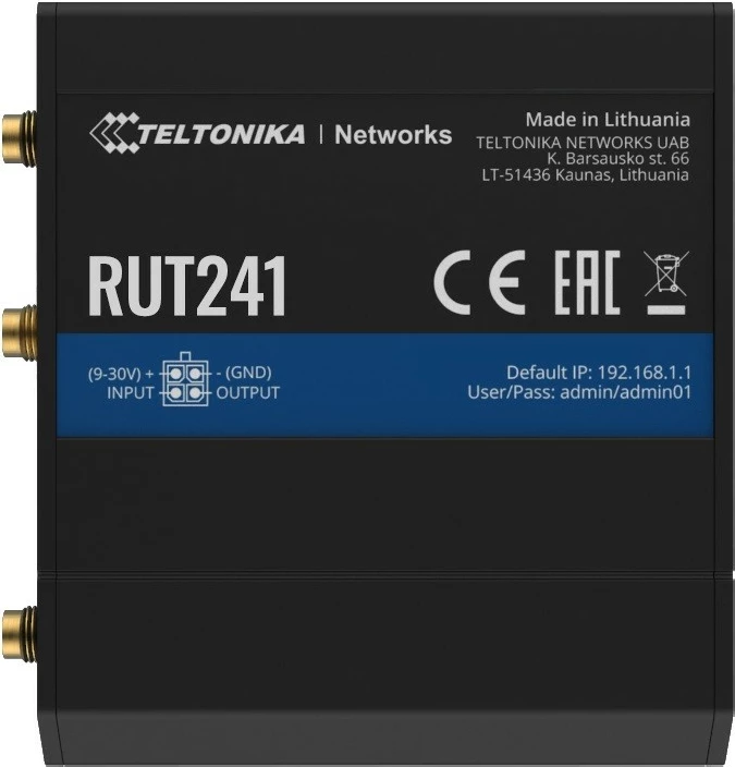 LTE usmerjevalnik Teltonika RUT241, 4G, WiFi, Ethernet, črn