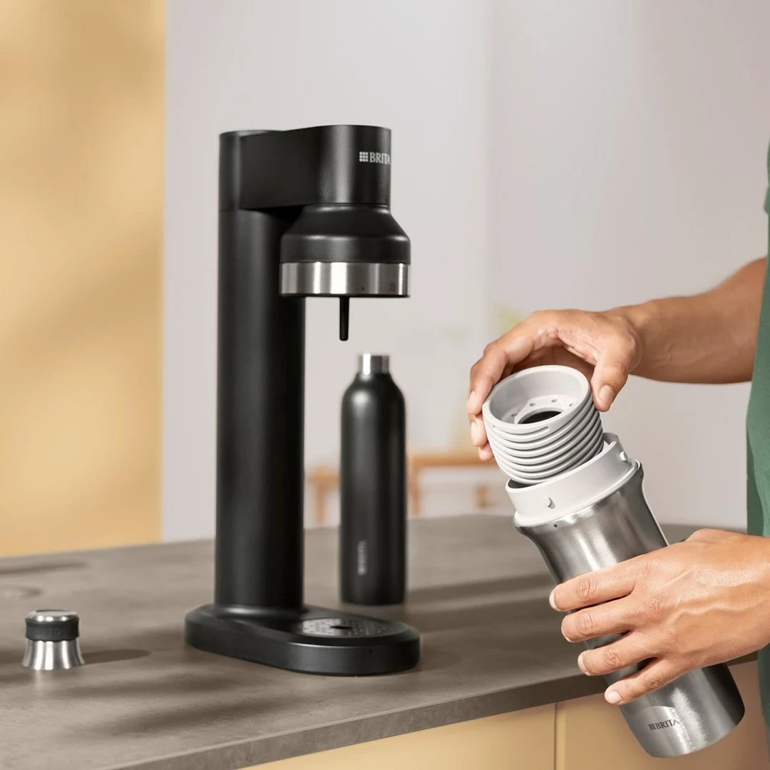 Športna/večnamenska steklenica 1 l, inox, črna BRITA sodaTRIO