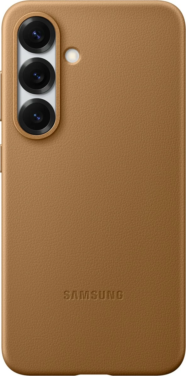 Ovitek za Samsung Galaxy S25 Kindsuit, umetno usnje, camel