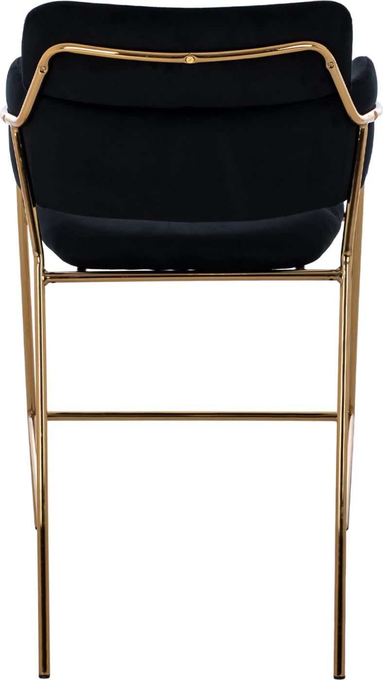 Srednje visok stol FH8735.04 iz žameta črne barve z pozlačenim okvirjem 54x58x95Y cm, set 2 kosov