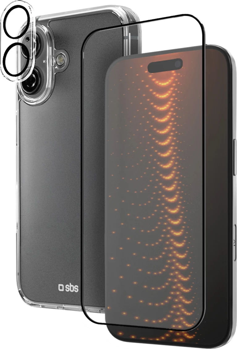 Zaščitni set za telefon D3O za iPhone 16, ovitek + zaščitno steklo + zaščita kamere, prozoren