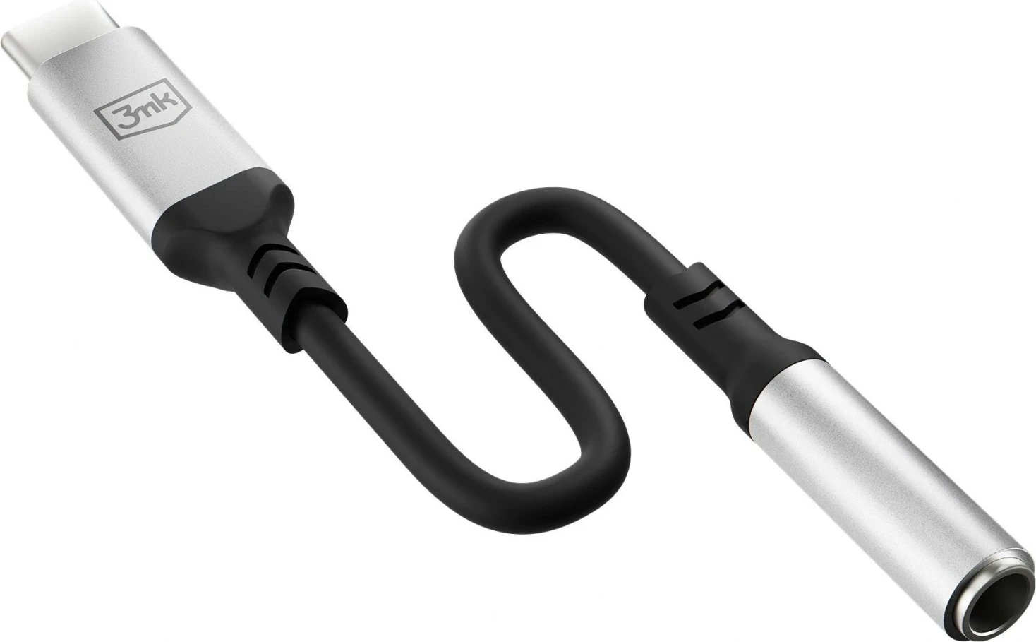 Adapter USB-C v miniJack 3MK, srebrno-črn