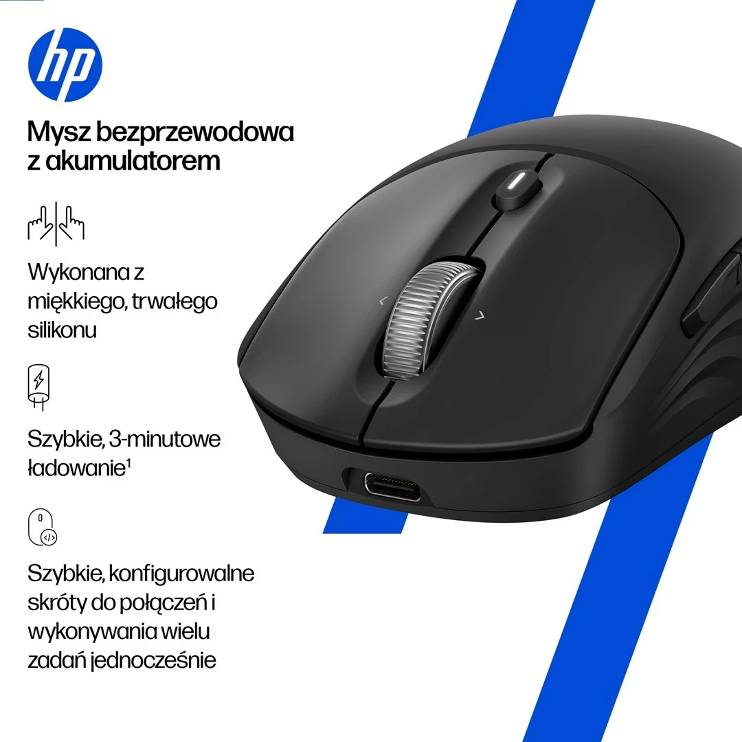 Brezžični miš, polnilna, 8 gumbov, Bluetooth 5.2, USB Type-C, črn — HP 700
