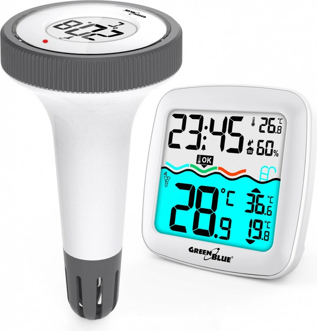 Merilnik vremena z merilcem temperature za bazen GreenBlue GB216, bel
