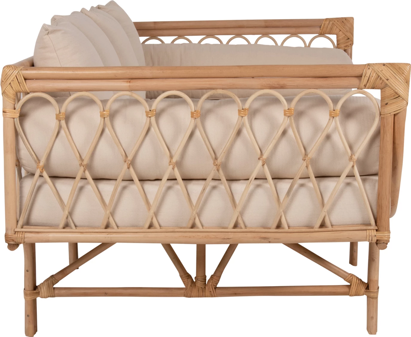 Postelja-kavč ALIKI FH9658 iz ratana v naravni-bež barvi z blazinami 200x100x86H cm