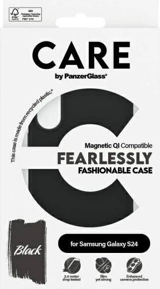 Ovitek PanzerGlass CARE Fashion QI za Samsung Galaxy S24, črn