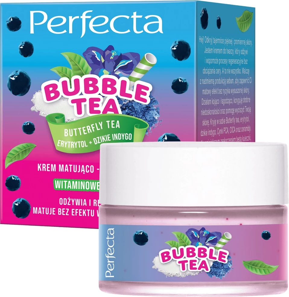Mattificirajoča in regenerativna krema za obraz Bubble Tea Butterfly Tea, Perfecta, 50 ml